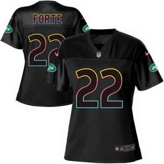 Nike Jets #22 Matt Forte Black Womens NFL Fashion Game Jersey